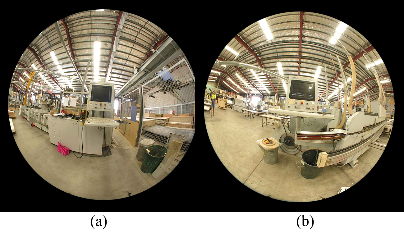 (a) Workstation C5 with higher DGI results compared to (b) workstation C6. This could be due to the amount of overhead obstructions, which could have affected the DGI results.
